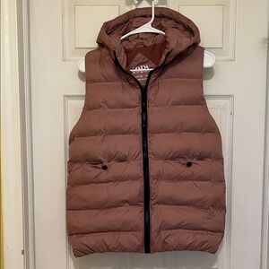 Zara Girl’s Hooded Quilted Puffer Vest Mauve Size 11/12